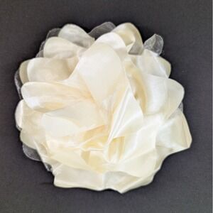 7" Satin Tulle Ivory Flower Hair Clip Women Wedding Bridal Formal Dance Costume